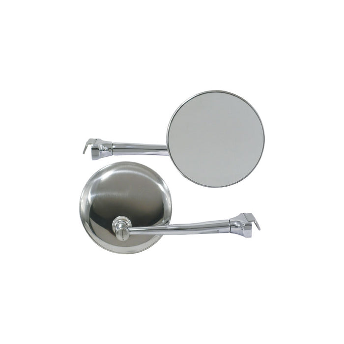 Chrome Classic 4" Round Straight Arm Peep Mirror, Pair