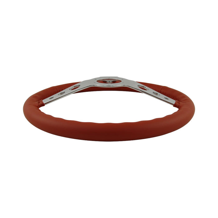 15" Aluminium 6 Bolt Steering Wheel Red Leather Full-Wrap Spokes w/Holes