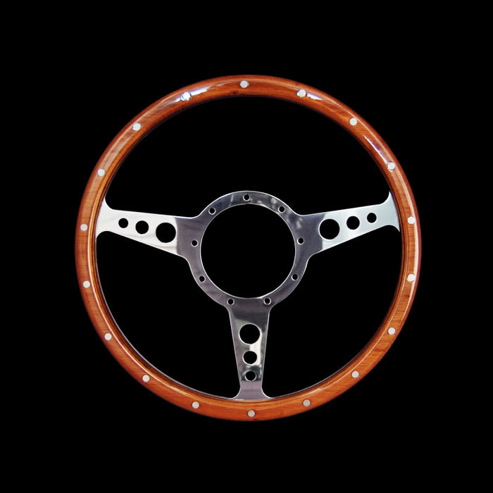 Classic 3 Spoke Flat 13" Wood Rim Steering Wheel 9 Bolt