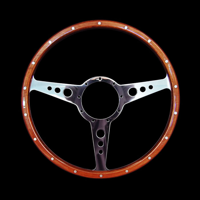 Classic 3 Spoke Flat 15" Wood Rim Steering Wheel 9 Bolt