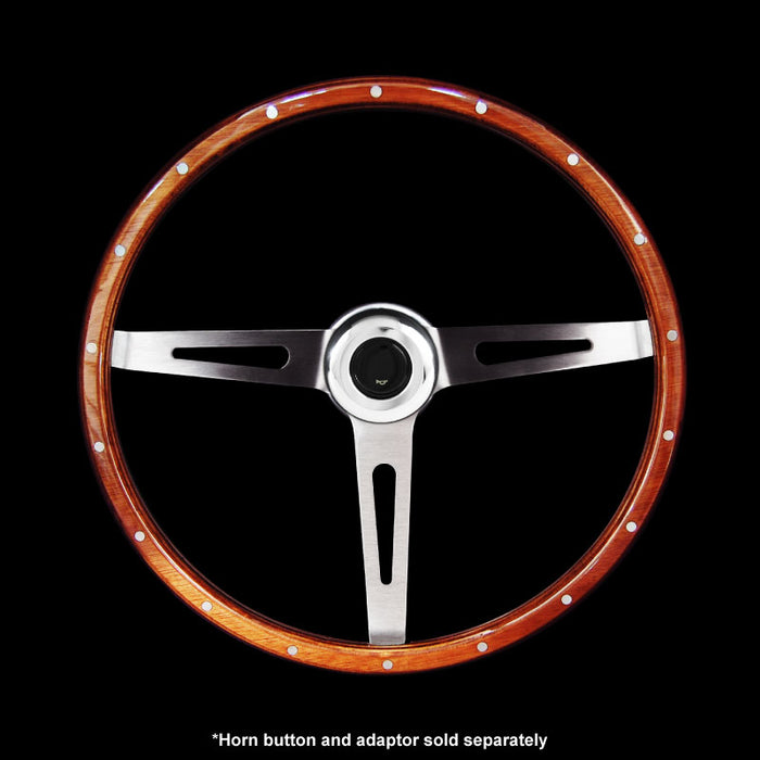 Classic 3 Spoke Deep Dished 15" Wood Rim Steering Wheel 3 Bolt