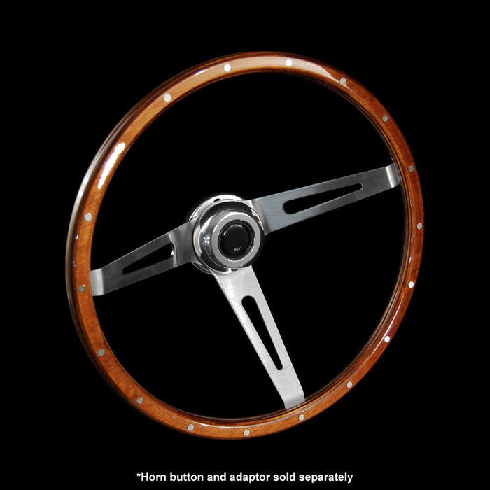 Classic 3 Spoke Deep Dished 15" Wood Rim Steering Wheel 3 Bolt