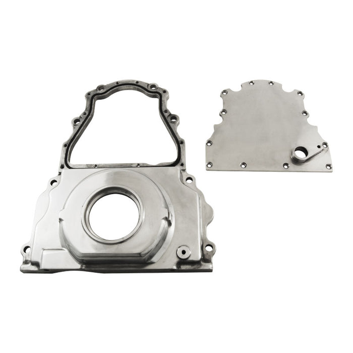 Cal Custom GM LS Timing Cover 2-Piece With Cam Sensor Hole Polished Aluminium