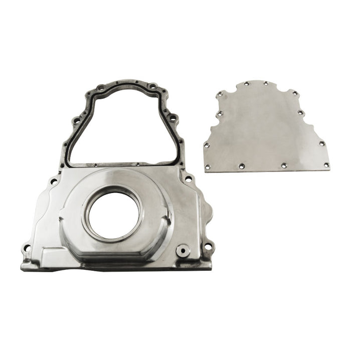 Cal Custom GM LS Timing Cover 2-Piece Without Cam Sensor Hole Polished Aluminium