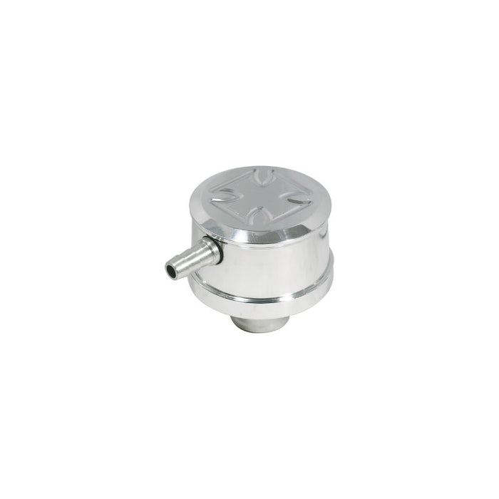 Cal Custom Polished Aluminium Push-In Breather Cap with PCV Iron Cross Design