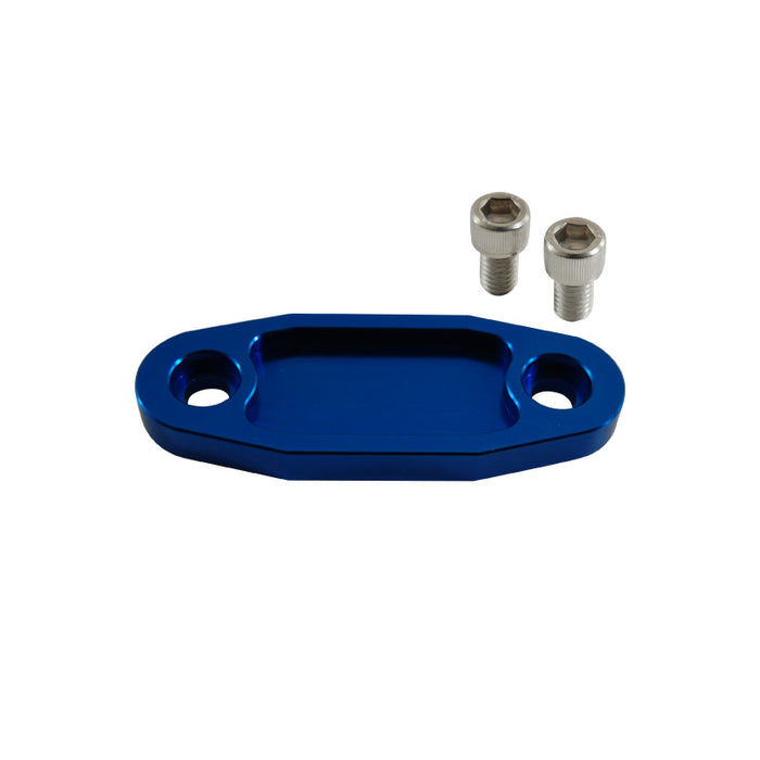 Cal Custom Cleveland 302 351 Fuel Pump Block off Plate Blue Aluminium with Bolts