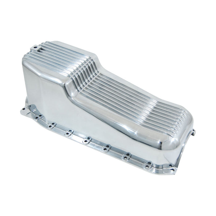 Cal Custom Polished Finned Aluminium Oil Pan Right-Hand Dipstick, Small Block Chev 1985 Up