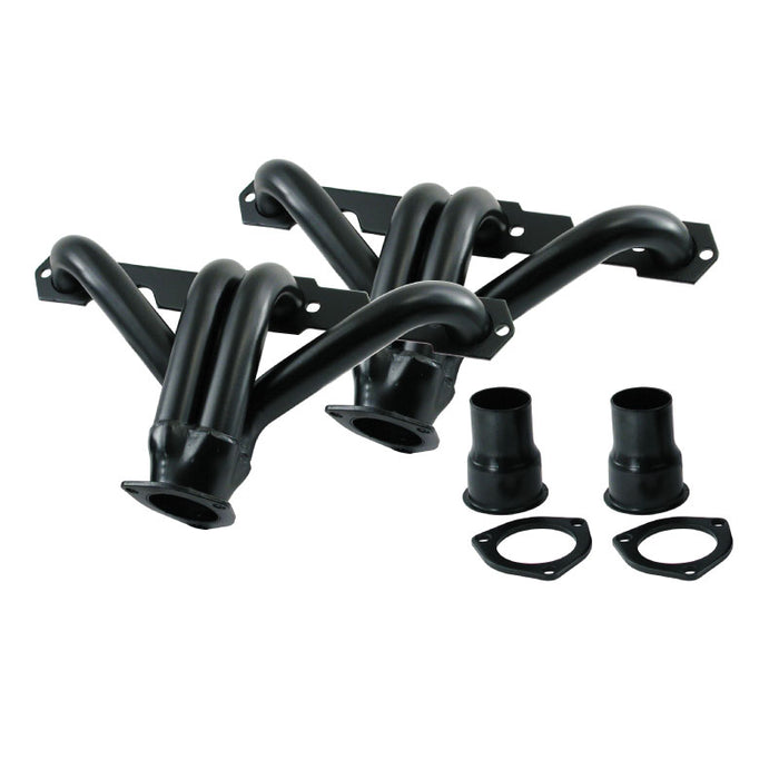 Cal Custom Small Block Chev Block Hugger Headers Black Mild Steel