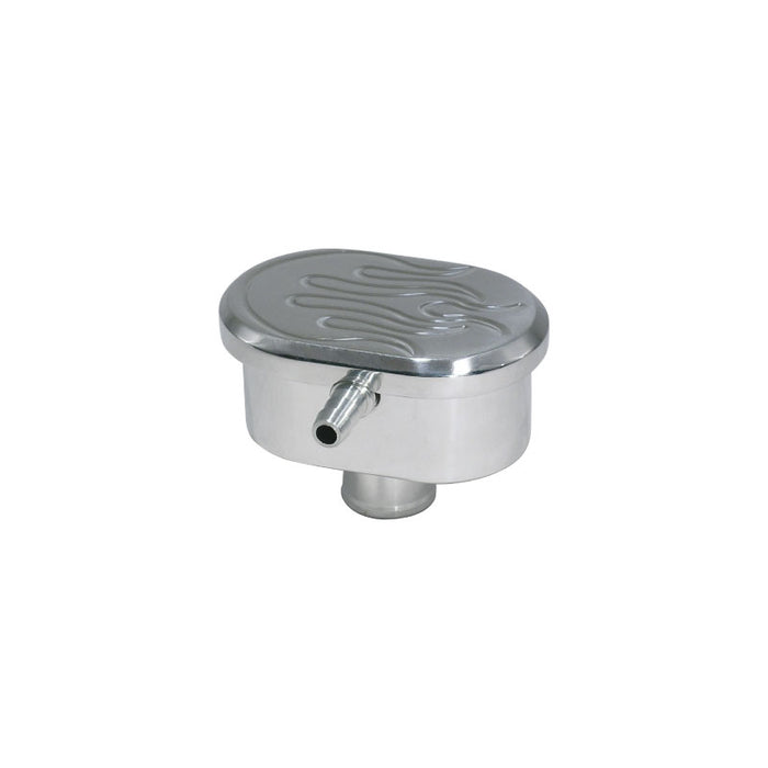 Cal Custom Polished Aluminium Oval Flame Top Push-In Breather Cap, with PCV