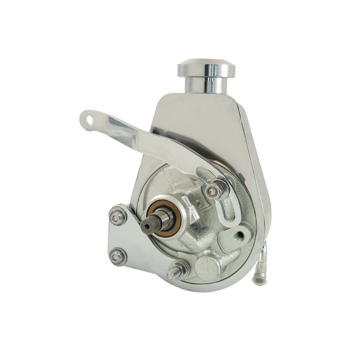 Cal Custom Chrome Plated SB Chev Saginaw Power Steering Bracket, Suits Short & Long Water Pump