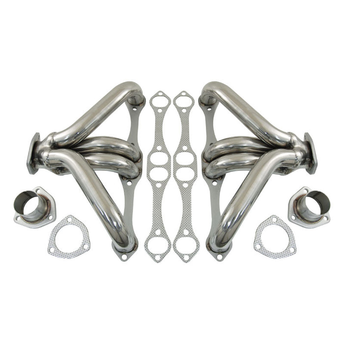 Cal Custom Small Block CHEV Tight Fit Headers Stainless Steel - Suit Angle Plug Heads