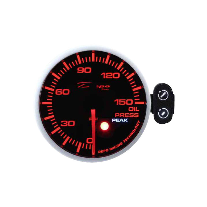 Depo Racing Peak Recall Oil Pressure PSI Stepper Motor Gauge 60mm