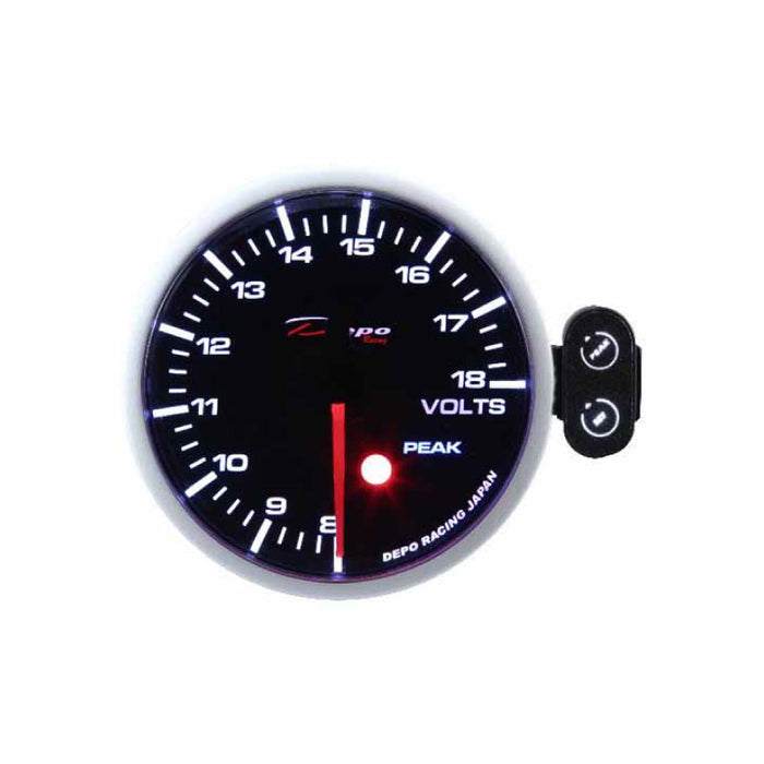 Depo Racing Peak Recall Voltmeter Stepper Motor Gauge 60mm