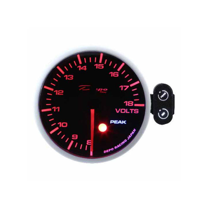 Depo Racing Peak Recall Voltmeter Stepper Motor Gauge 60mm