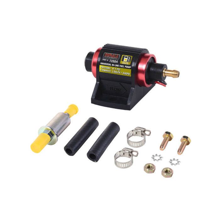 Derale Universal Inline Fuel Pump Kit - E85 / E100 / M100 / Racing Fuel - 4-7 PSI 72004