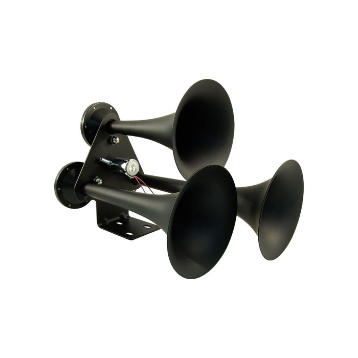 152db Loud Truck Horn, Triple Air Horns Black 12v 24v Train Horn - Requires Air Supply