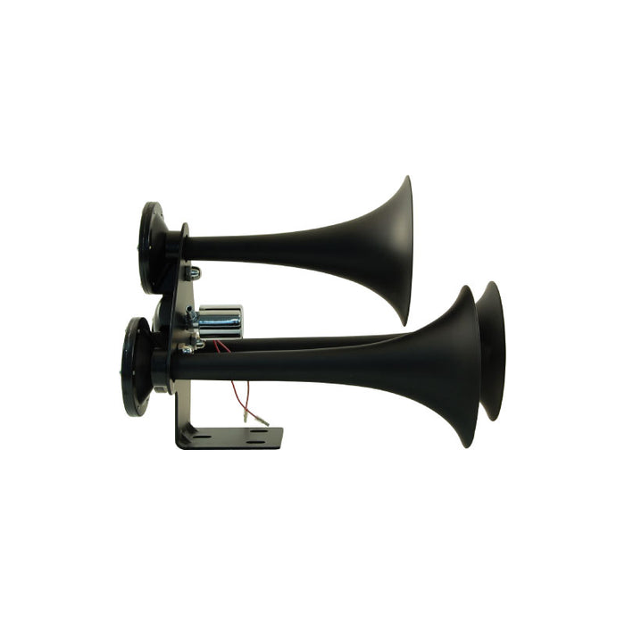 152db Loud Truck Horn, Triple Air Horns Black 12v 24v Train Horn - Requires Air Supply