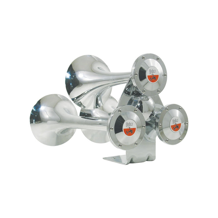 Chrome Truck Train Triple Air Horns 12v 24v - Requires An Onboard Air System