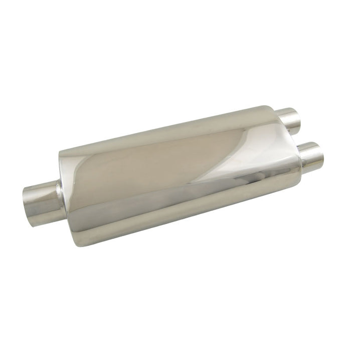 Outlaw Polished T-304 Stainless Steel Straight Through Muffler, Single 3" Inlet, Dual 2½" Outlet