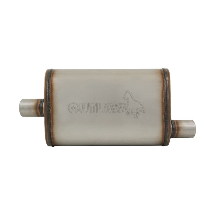 Outlaw T-409 Stainless Steel Straight Through Muffler, Single 2" Inlet/Outlet, Centre/Offset