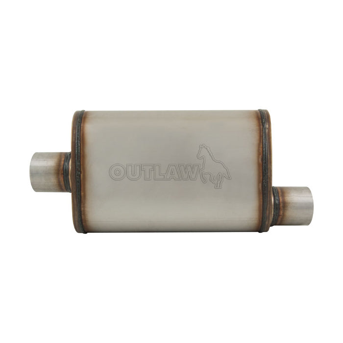 Outlaw T-409 Stainless Steel Straight Through Muffler, Single 2¼" Inlet/Outlet, Centre/Offset