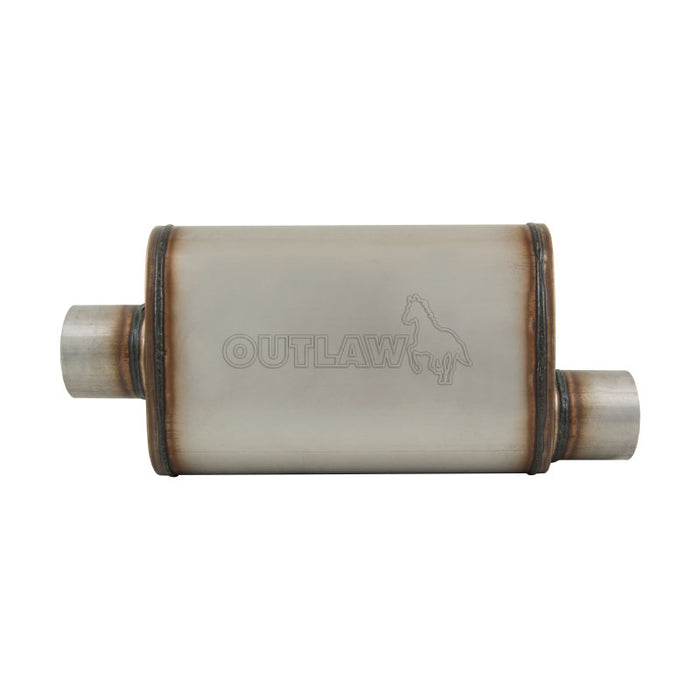 Outlaw T-409 Stainless Steel Straight Through Muffler, Single 3" Inlet/Outlet, Centre/Offset