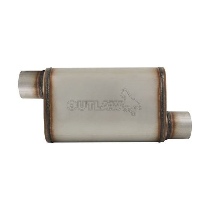 Outlaw T-409 Stainless Steel Straight Through Muffler, Single 3" Inlet/Outlet, Offset/Offset